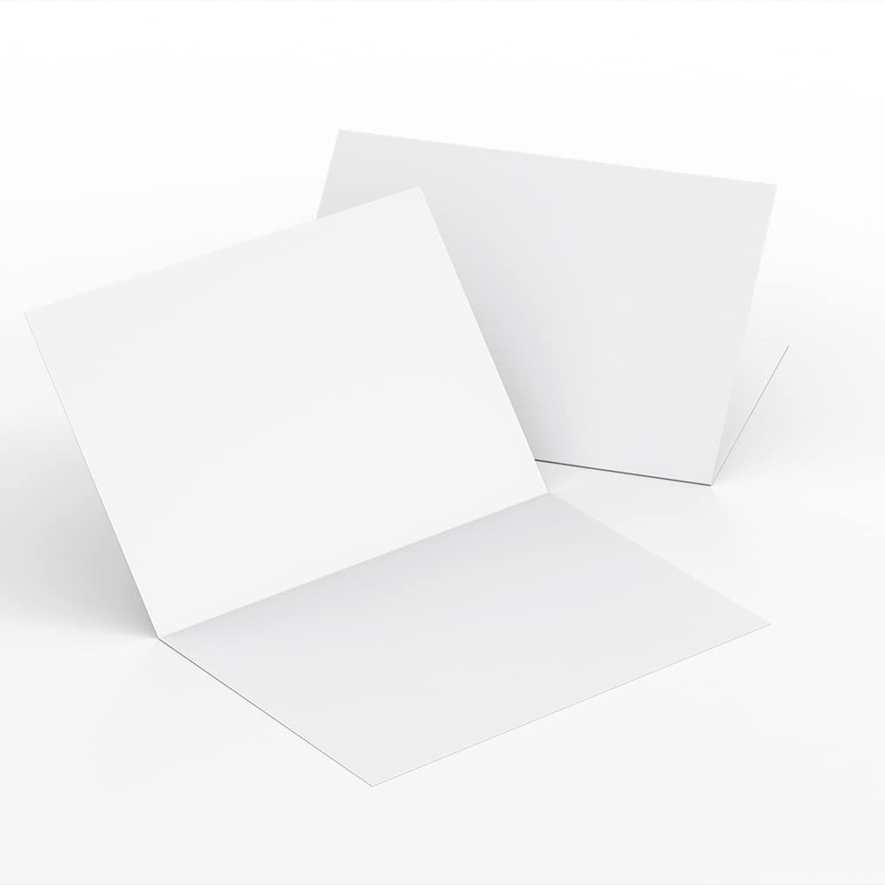 Reskid 100-Pack Of Heavyweight White Blank Cards - 5.5x8.5 Scored To 4.25x5.5 Greeting Cards - 110lb Blank Cards - Printable Note Cards (4.25x5.5 inches)