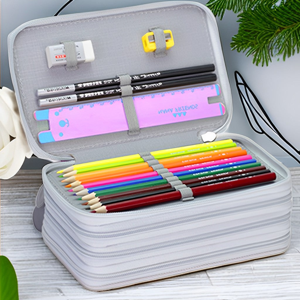 Portable Canvas Pencil Bag for School Students (72 Pens)