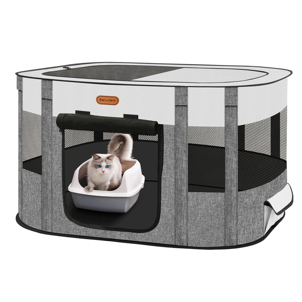 Seiyierr Pet Playpen Foldable Kitten cage Puppy Play Pen Dog Playpens Puppys Pens for Indoors Travel Crate with Carrying Case Tent Outdoor Camping Use